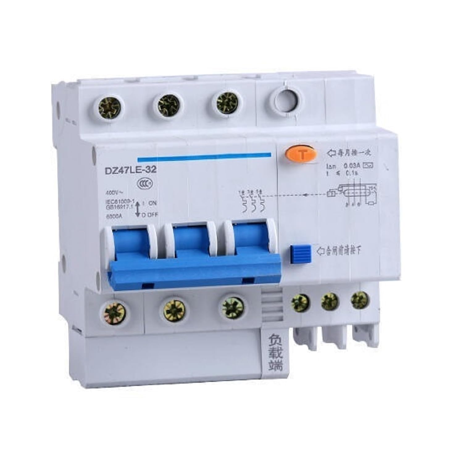 Leakage Current Miniature Circuit Breaker; DZ47LE-32 3P C32 30mA; 710304713103032