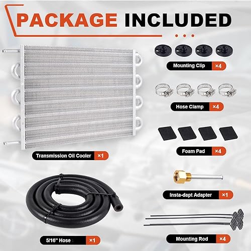 Vista 35 de BARTOO Kit universal de enfriador de aceite de transmisión de 5/16 pulgadas, kit de enfriador de aceite de aleta y tubo de 6 pasos de aleación