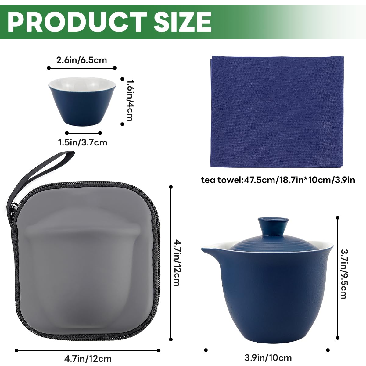 LCJAOF Porcelain Chinese Gongfu Tea Set?Portable Kungfu Teapot and Cup Set Ceramic Tea with Travel Bag for Travel Home Gifting Outdoor and Office(Blue)