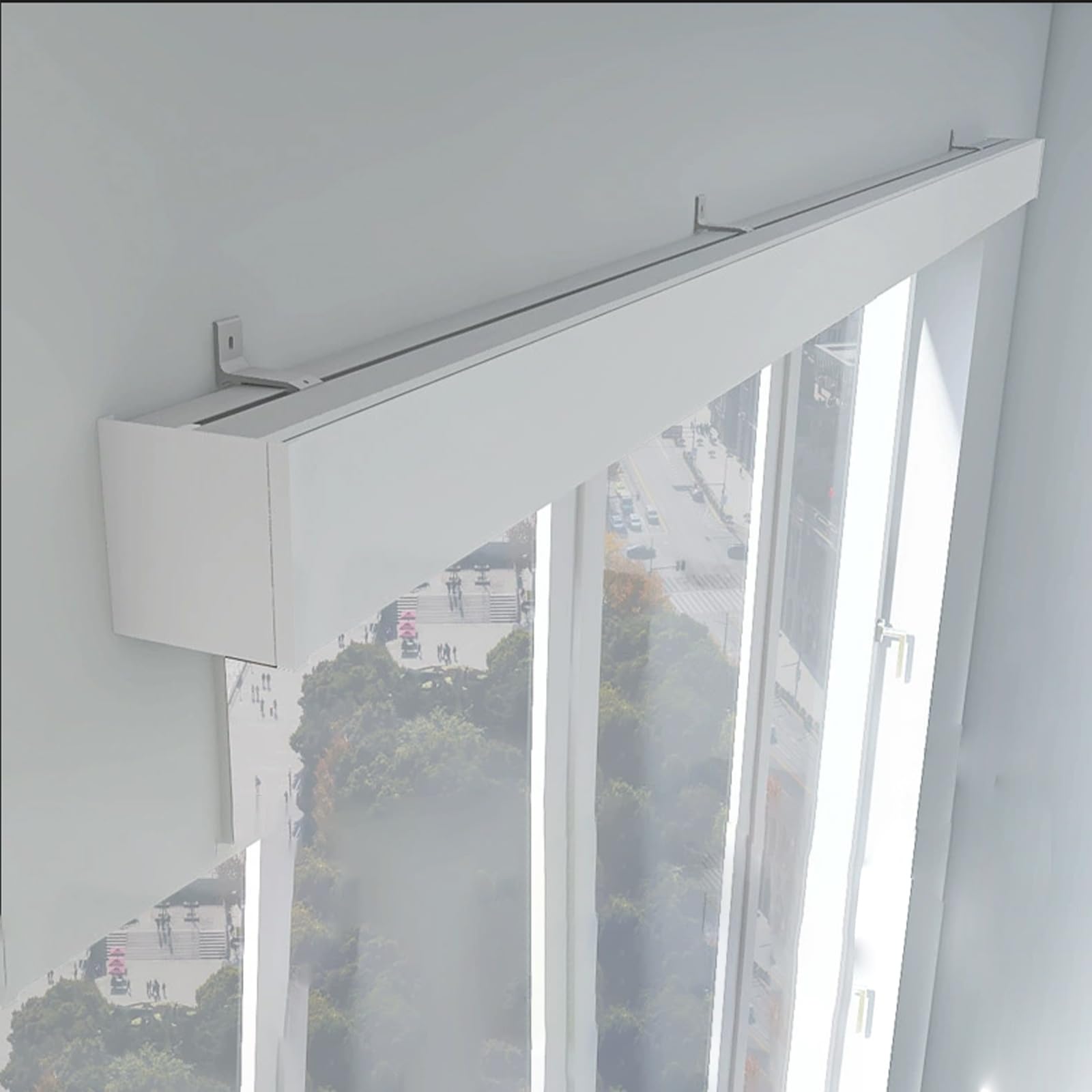 Rail de rideau décoratif de 6m avec cantonnière réglable et rouleaux pour salle de bain