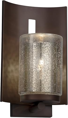 Fusion Embark - Aplique de pared para exteriores con 1 luz, cilindro con borde plano, pantalla de vidrio artesanal en mercurio, acabado bronce oscuro