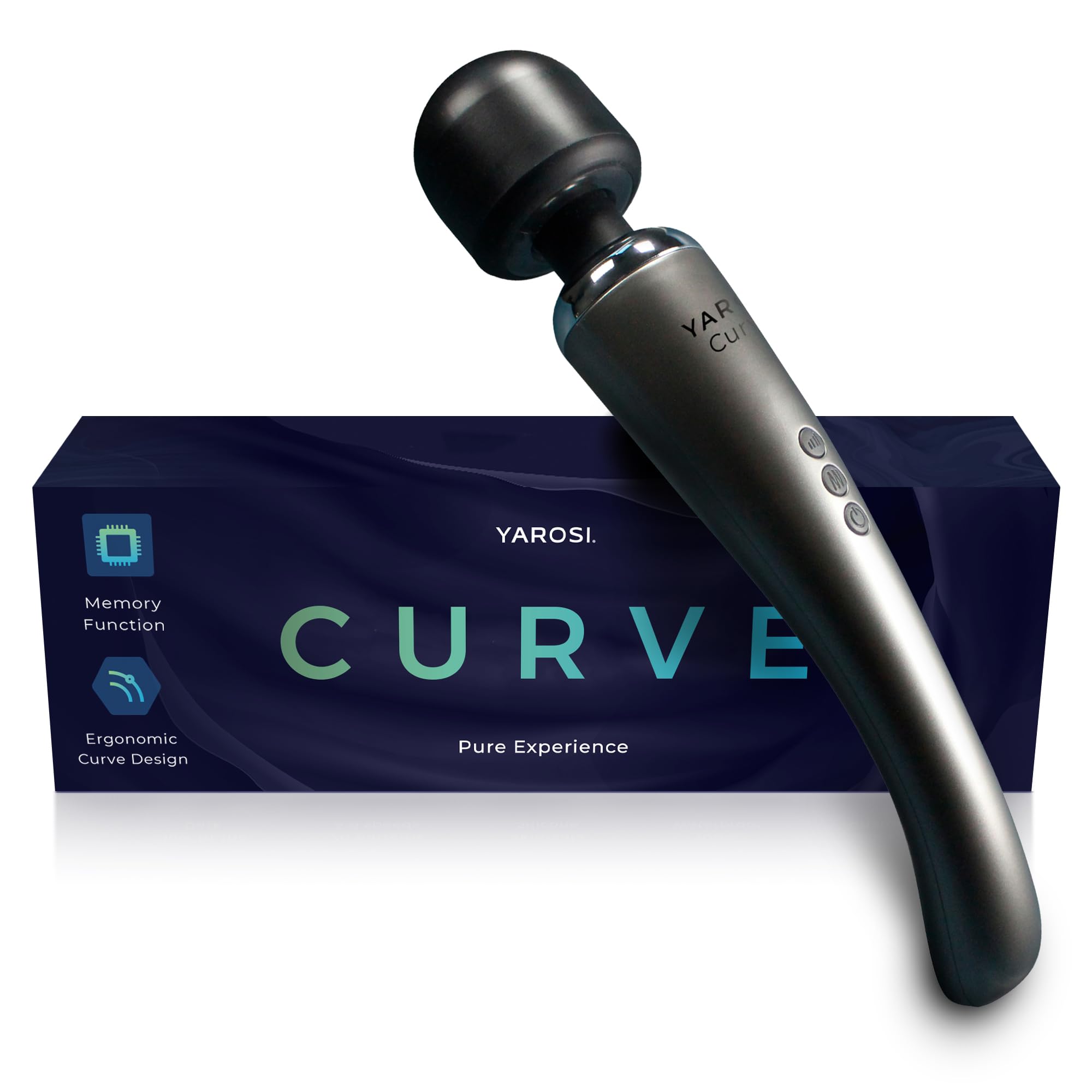 Masseur sans fil de Yarosi - Le plus puissant pouvoir vibratoire thérapeutique - Magic Stress Away - Parfait pour la récupération muscularie personnelle après le sport - USB - Curve - Argent