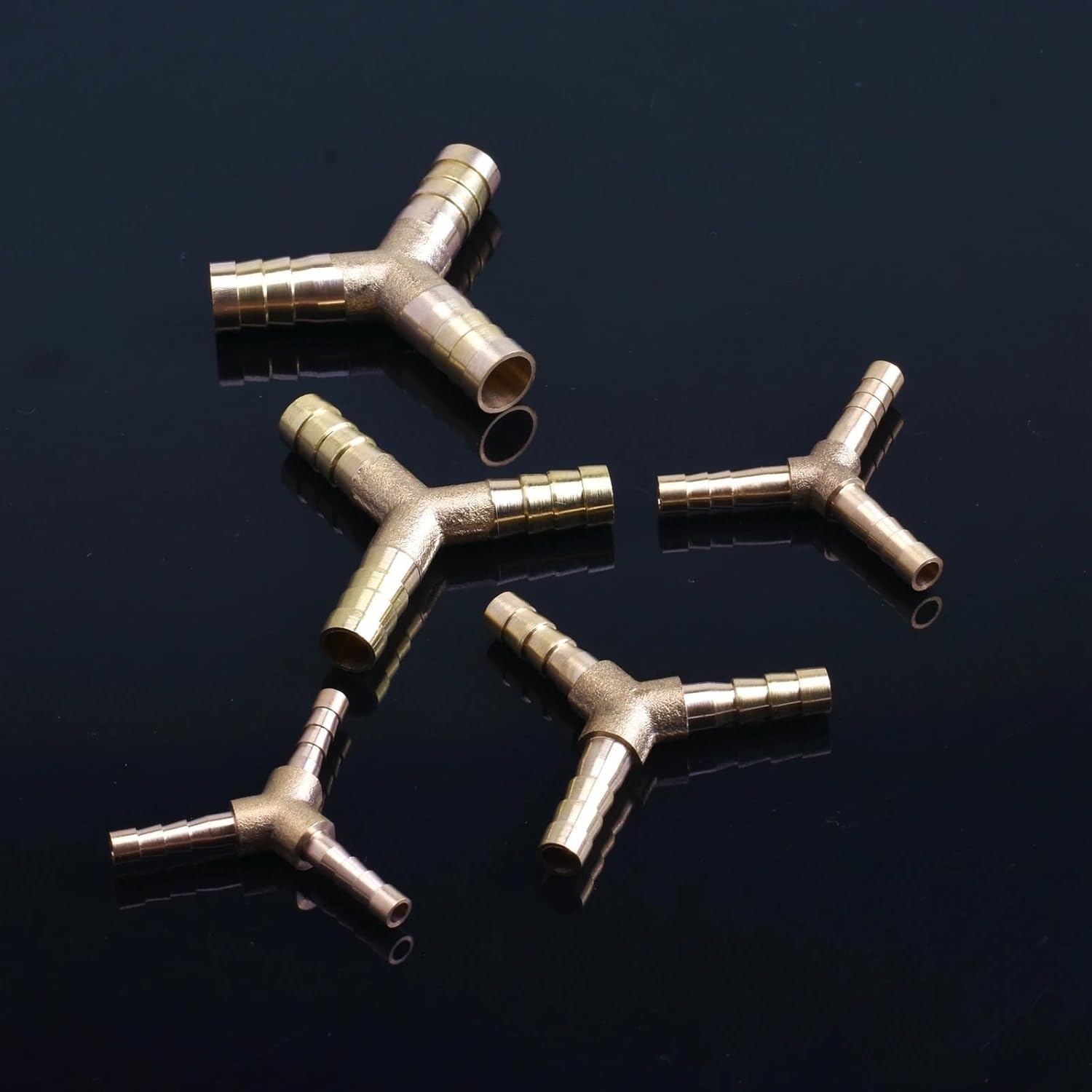 Brass Splicer Pipe Fitting Y Shape 3 Way Hose Barb 4 5 6 8 10 12 14 19mm Copper Barbed Connector Joint Coupler Adapter Pneumatic 1pcs(OD 16-10-10mm)