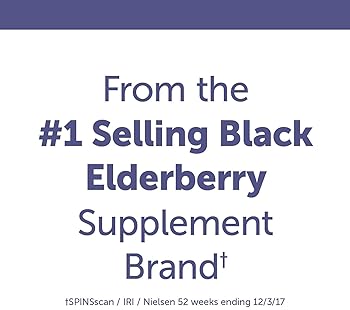 Nature's Way Sambucus Black Elderberry Gummies with Vitamin C and Zinc, 60 Gummies