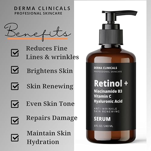 Miniatura 3 de Retinol + niacinamida B3, vitamina C, suero de ácido hialurónico, suero antienvejecimiento para la cara, suero hidratante reafirmante iluminador,