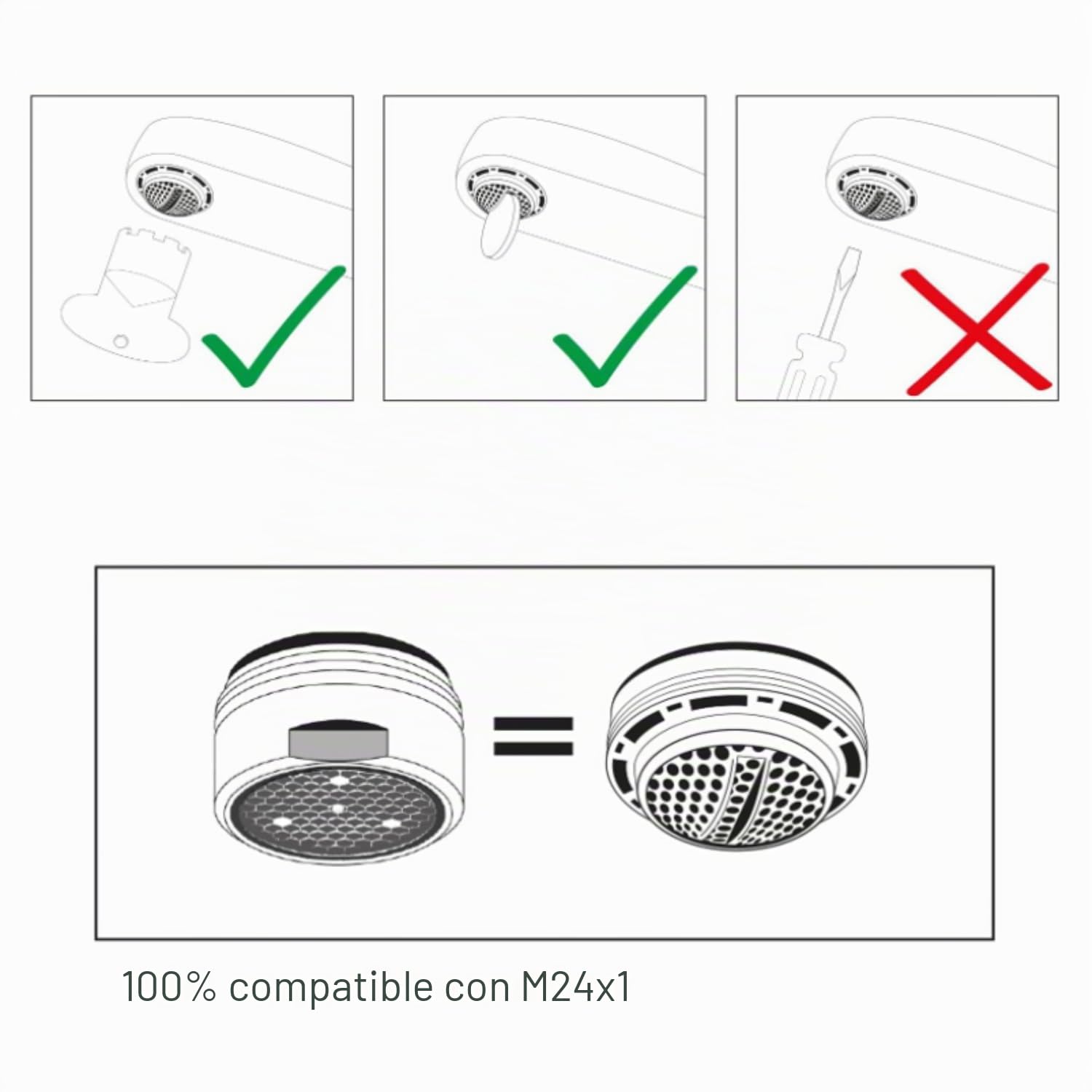 Neoperl 3 x TEC307999 Repuesto Perlator® Coin Seguridad 7,5L regulador/min M24 x 1 sin llave Boquilla mezcladora Mixta tinta grifo Colador