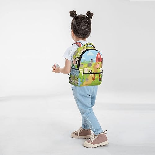 Vista 8 de KiuLoam Lindas mochilas de Koala On The Tree para niños y niñas, mochila preescolar con correa para el pecho, 12 pulgadas, Animales de granja