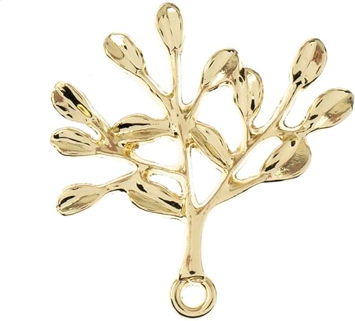 Miniatura 2 de John Bead Abalorios de abalorios, 12 piezas, rama colgante dorada, 0.866 x 0.906 in, (4 unidades x paquete de 3), Oro, Sin gemas.