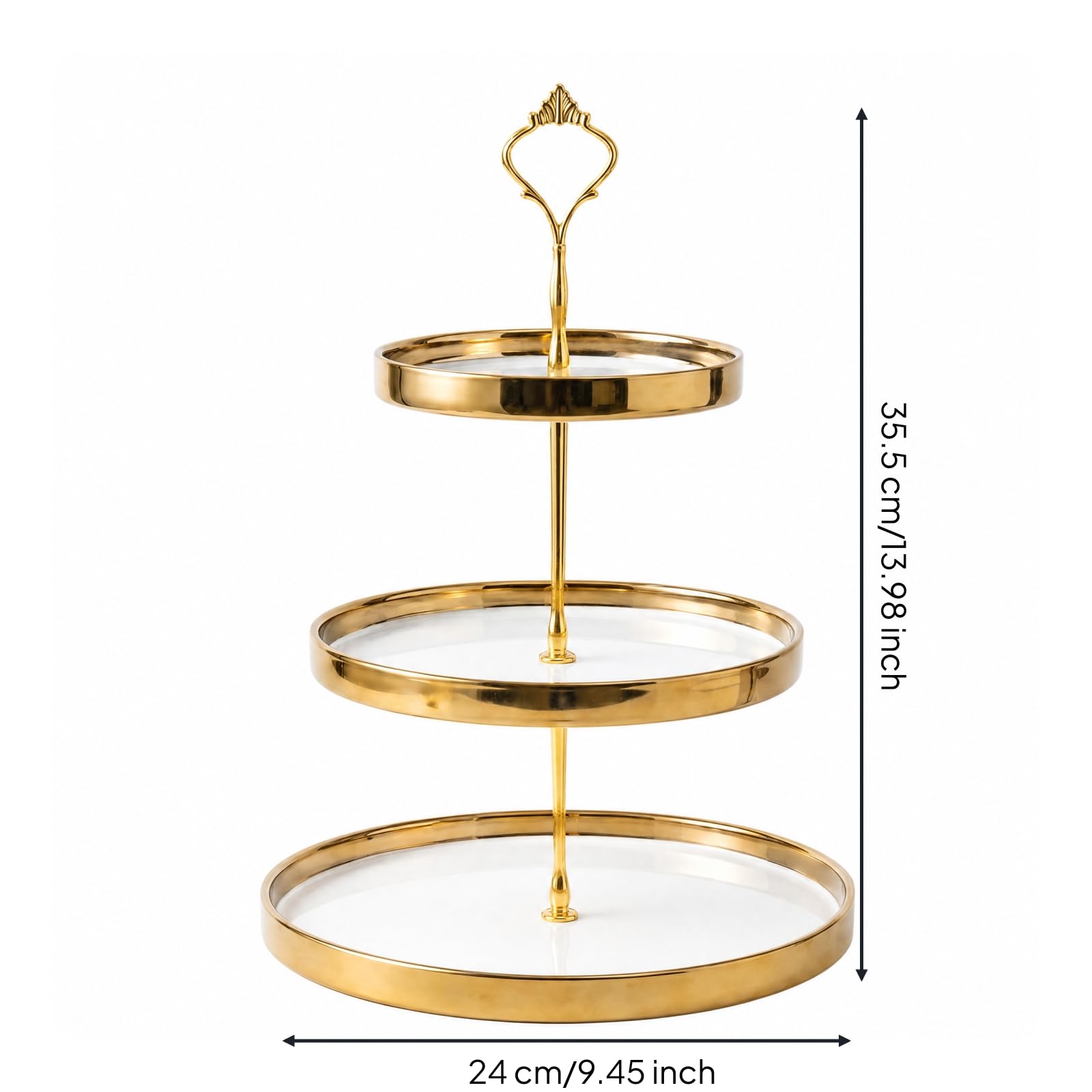 Présentoir à Trois Étages En Céramique Support à Dessert Poignée peu Encombrant Tr Présentation pr Fê Célébratio