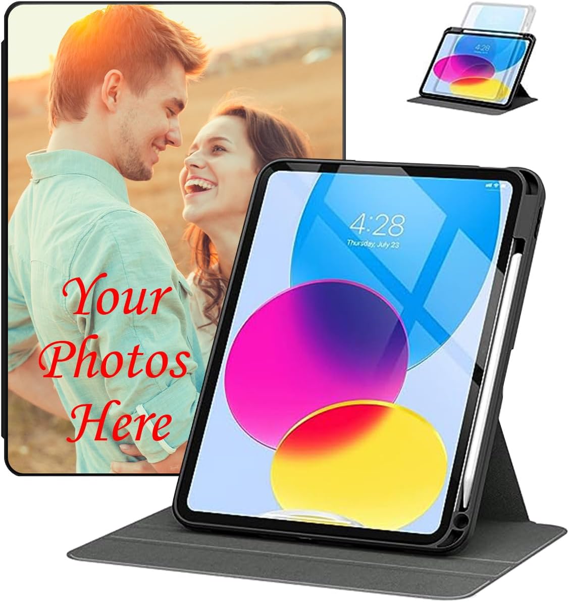 Custom Case for iPad(A16) 11-inch(11th Gen 2025), 360 Degree Rotate Stand Protective Photo Case for Apple iPad Auto Sleep/Wake Cover with Pencil Holder Slim Lightweight Cover