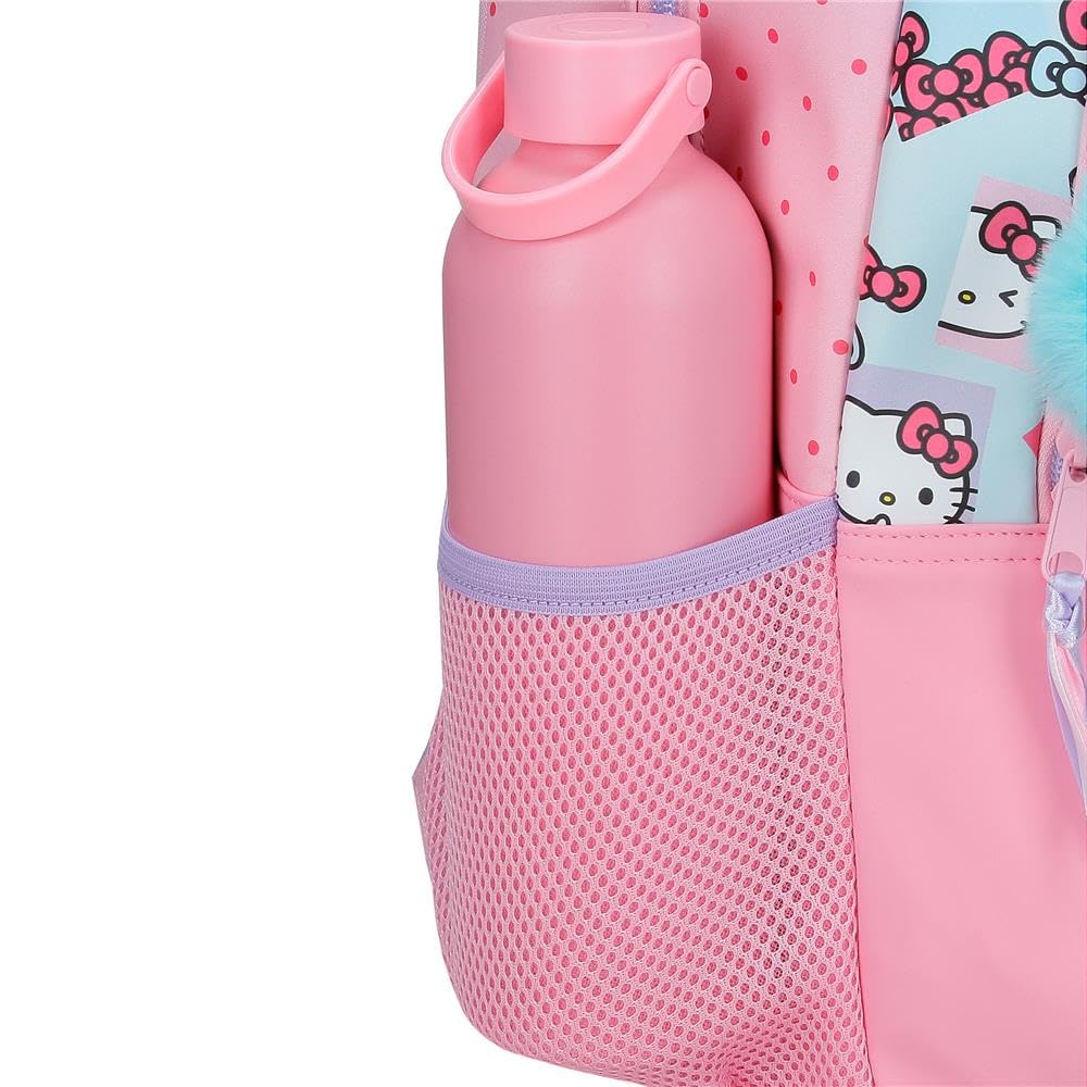 Sanrio Hello Kitty Bows Mochila infantil, mochila escolar, fabricada en Poliéster, bolsillos laterales, tirantes anchos ajustables de Joumma Bags