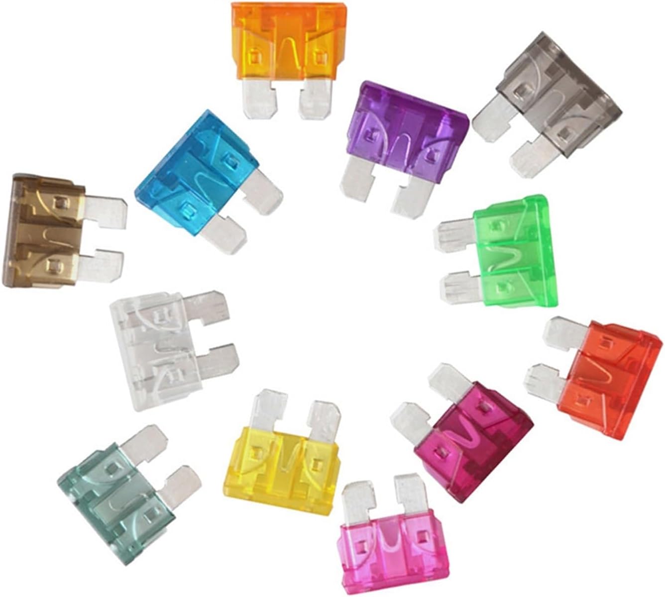 100PCS ZINC Blade Auto Fuse ATC Fuse, Automotive Mini Medium Blade Fuse 1A 2A 3A 5A 7.5A 10A 15A 20A 25A 30A 35A 40A 45A 50A (Size : Mixed Fuses, Color : Mini)