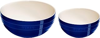 Ceramic 2-pc Nested Mixing Bowl Set - Dark Blue