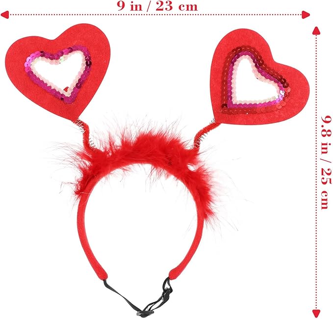2 Diademas de Corazón con Lentejuelas para Mascotas Disfraz miniatura 5