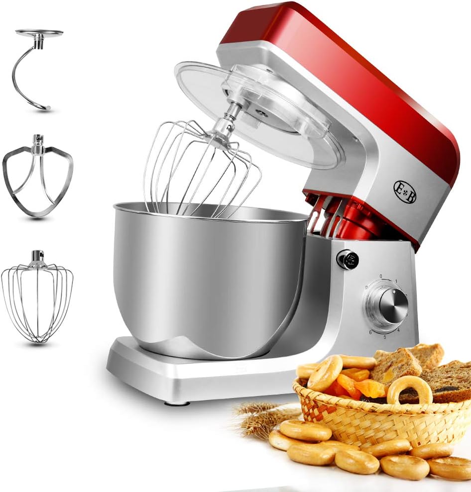 Stand Mixer, Household Mixer 7L Large Capacity Mixer with Stainless Steel Bowl, Tilt-Head Food Mixer, Kitchen Electric Mixer Hooks, Whisk, Beater, Pouring Shield, 1200-Watt (S10142-AMZ003US)