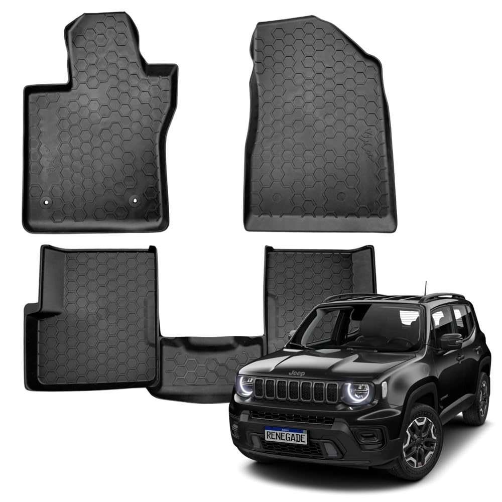 Tapete Automotivo Bandeja 3D para Jeep Renegade em Borracha TPO Conjunto 3 Peças MOOB