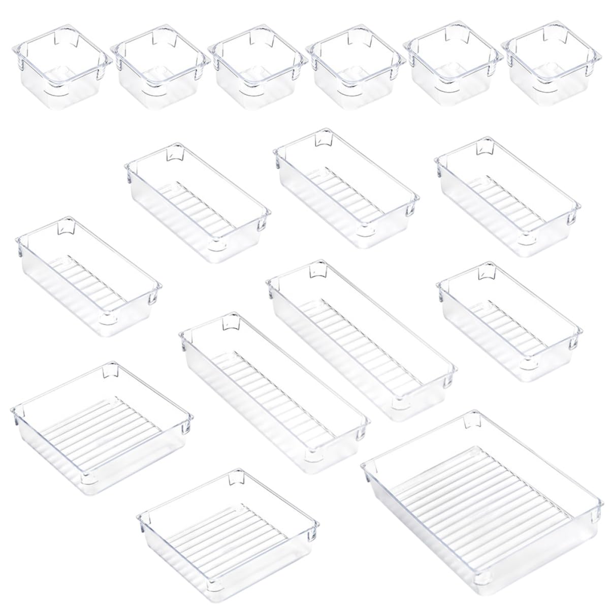 Organizzatore Cassetto Plastico Trasparente per Ufficio e Cucina Design Semplice