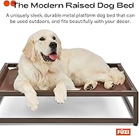 Vista 6 de FUZI Up Pup - Cama elevada para perros, cuna refrescante, marco de hierro fuerte y pies antideslizantes para uso en interiores o exteriores, cama