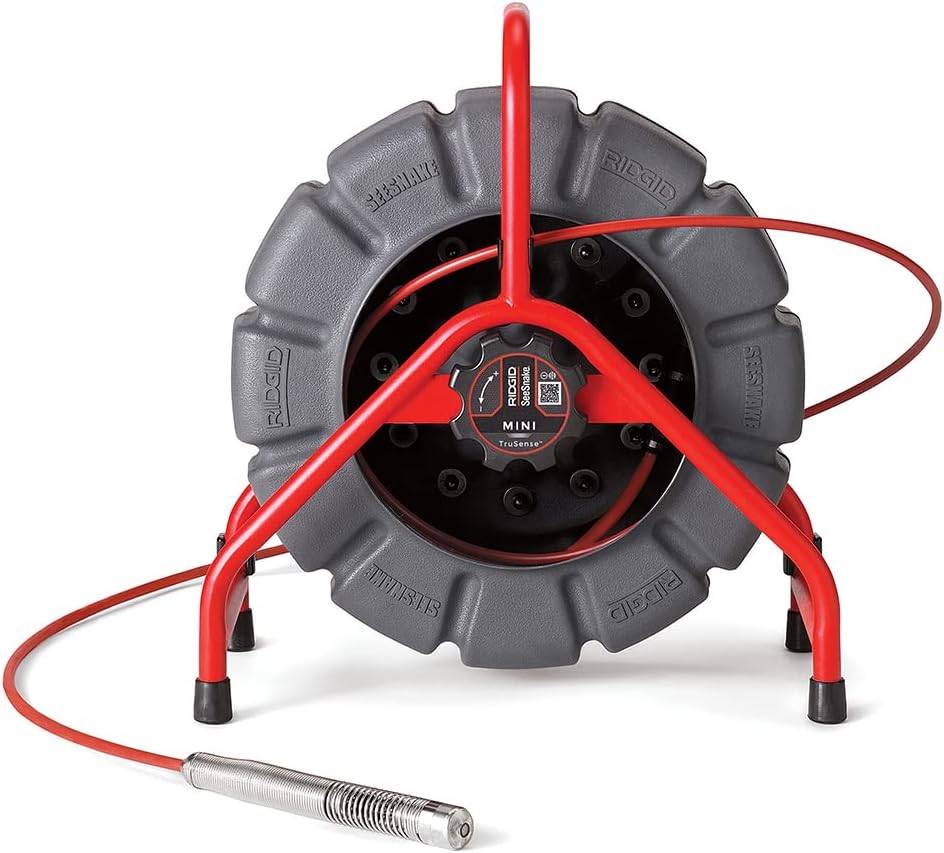 RIDGID 63628 200' Mini SeeSnake Self Leveling TruSense Sewer Camera Reel, Sewer Inspection