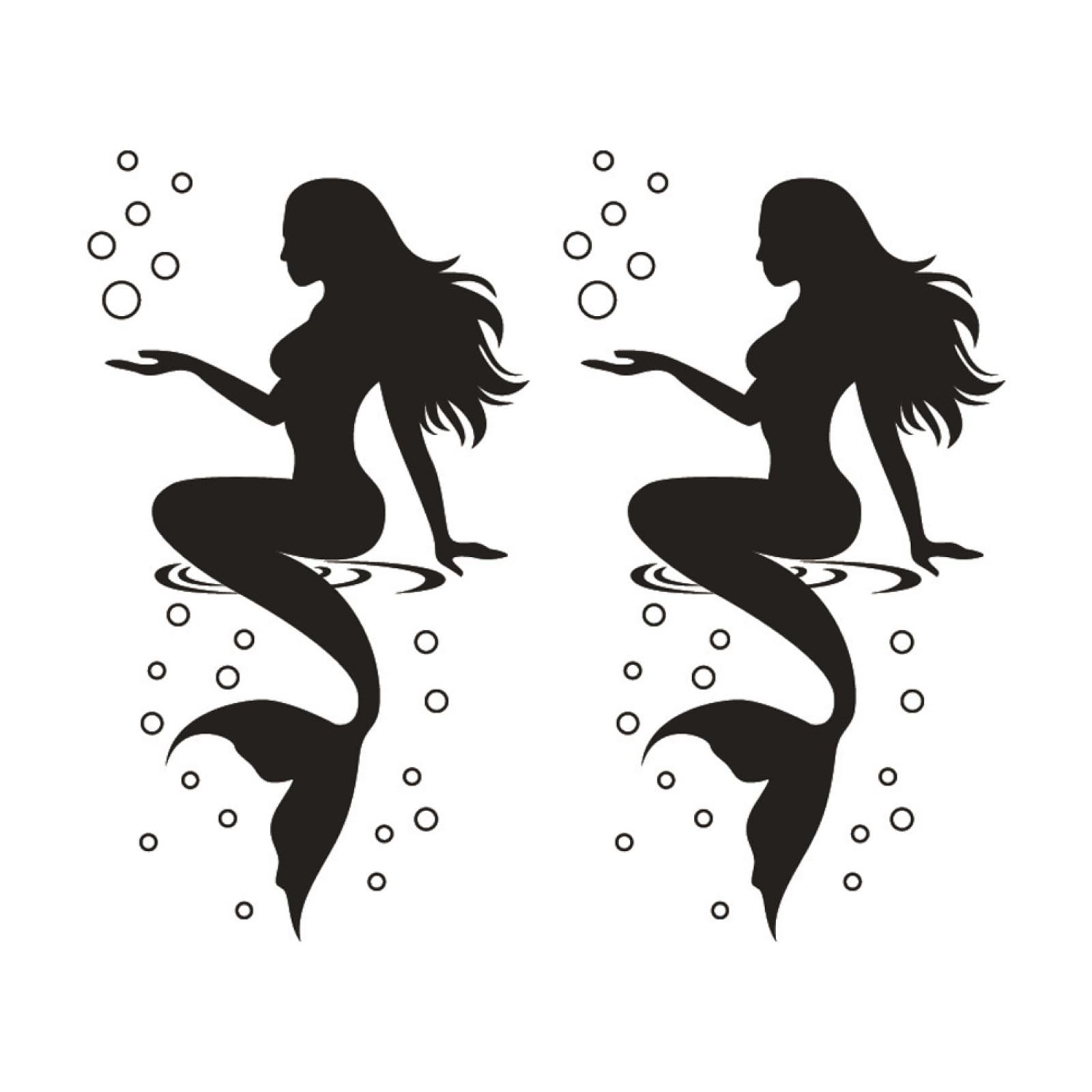 FUNNETOYU 2Pcs Bathroom Mermaid Wall Decals Bedroom Wall Decal Creative Artistic with Gentle Adhesive Easy to Apply for Bathroom Glass Door Shower Screen Stickers Mermaid