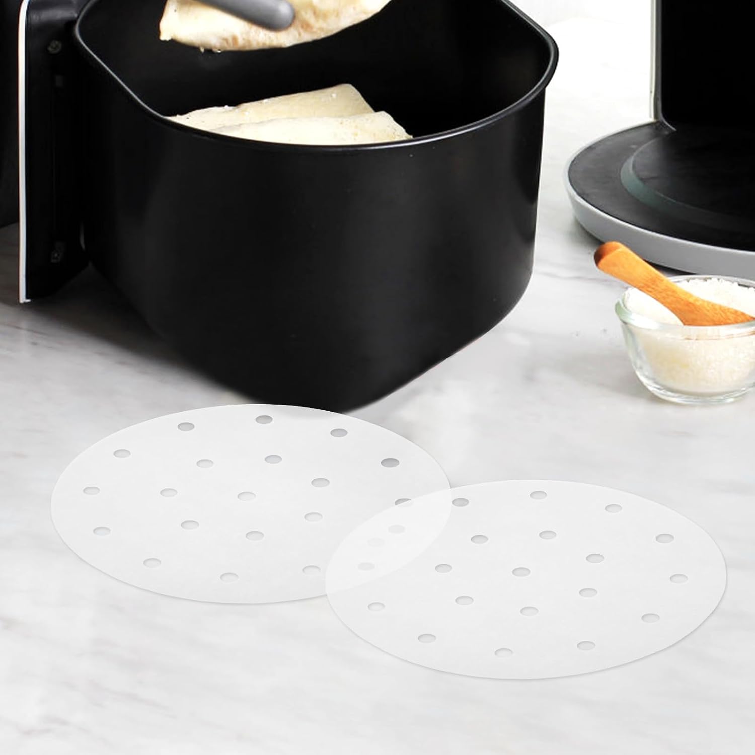 500pcs round Bamboo Steamer Liners for Air Fryer, White