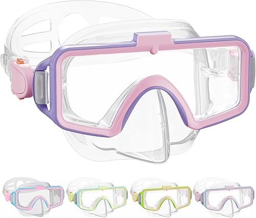 Miniatura 12 de Gafas de natación para niños con cubierta para la nariz, gafas de natación antivaho de dos colores para 6-14, máscara de buceo de esnórquel para