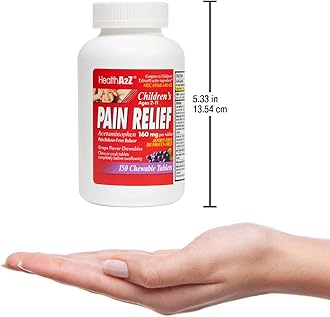 HealthA2Z® Children’s Chewable Pain Relief | Acetaminophen 160mg | Grape Flavor | Fever Reducer & Pain Reliever | Aspirin & Ibuprofen Free | 150 Counts