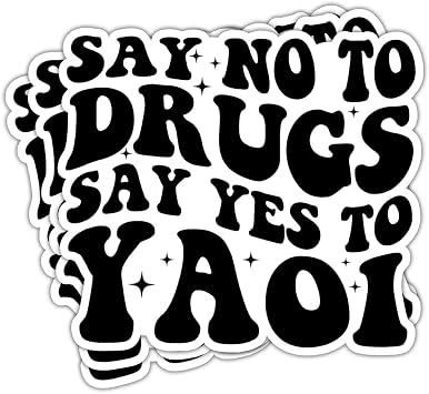 3in - 3Pcs Say No to Drugs Say Yes to Yaoi Sticker, Omegaverse Gay BL Manhwa Manga Anime Yaoi Sticker, Fan Girl Fujoshi Gift, Decoration for Laptop Tablet Water Bottle Helmet Vehicles