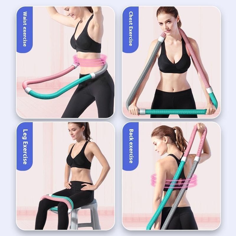 Image of Weighted Soft Spring Hula Hoop for Adults, 3.3lb Foldable for Home and Travel, Portable Slimming Fitness Hoop for Weight Loss, Waist-Friendly Design, Upgraded Closed Silent Version (Design-2)