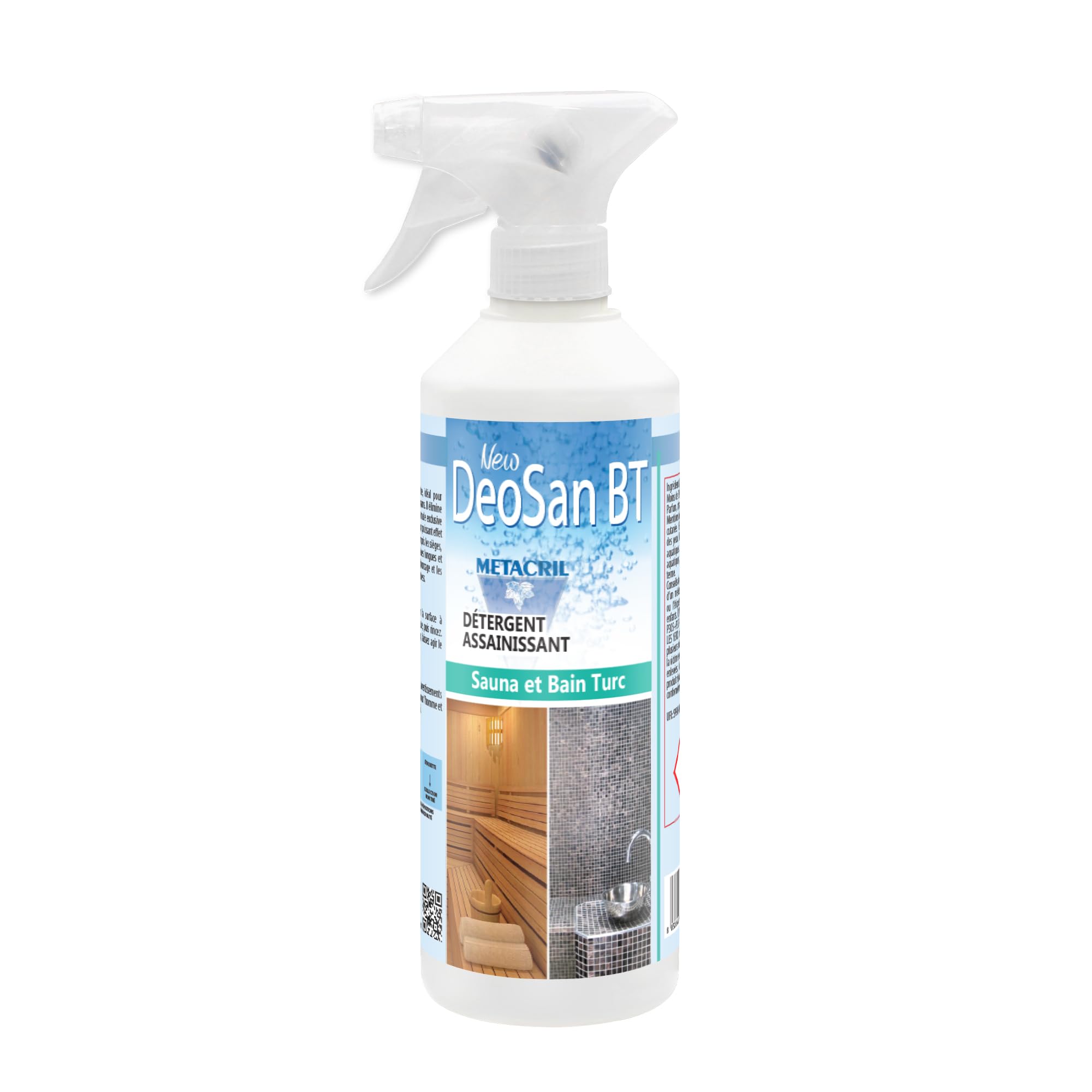 Metacril New DeoSan BT + Botella Pulverizadora, Limpiador Higienizante y Desodorante para Baño Turco y Hammam - 500 ml