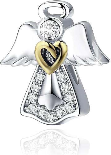 Dazlily Dije de carro de calabaza y ratón con diseño de amor, para mamá, familia, se adapta a pulseras, collar de plata de ley 925 con forma de