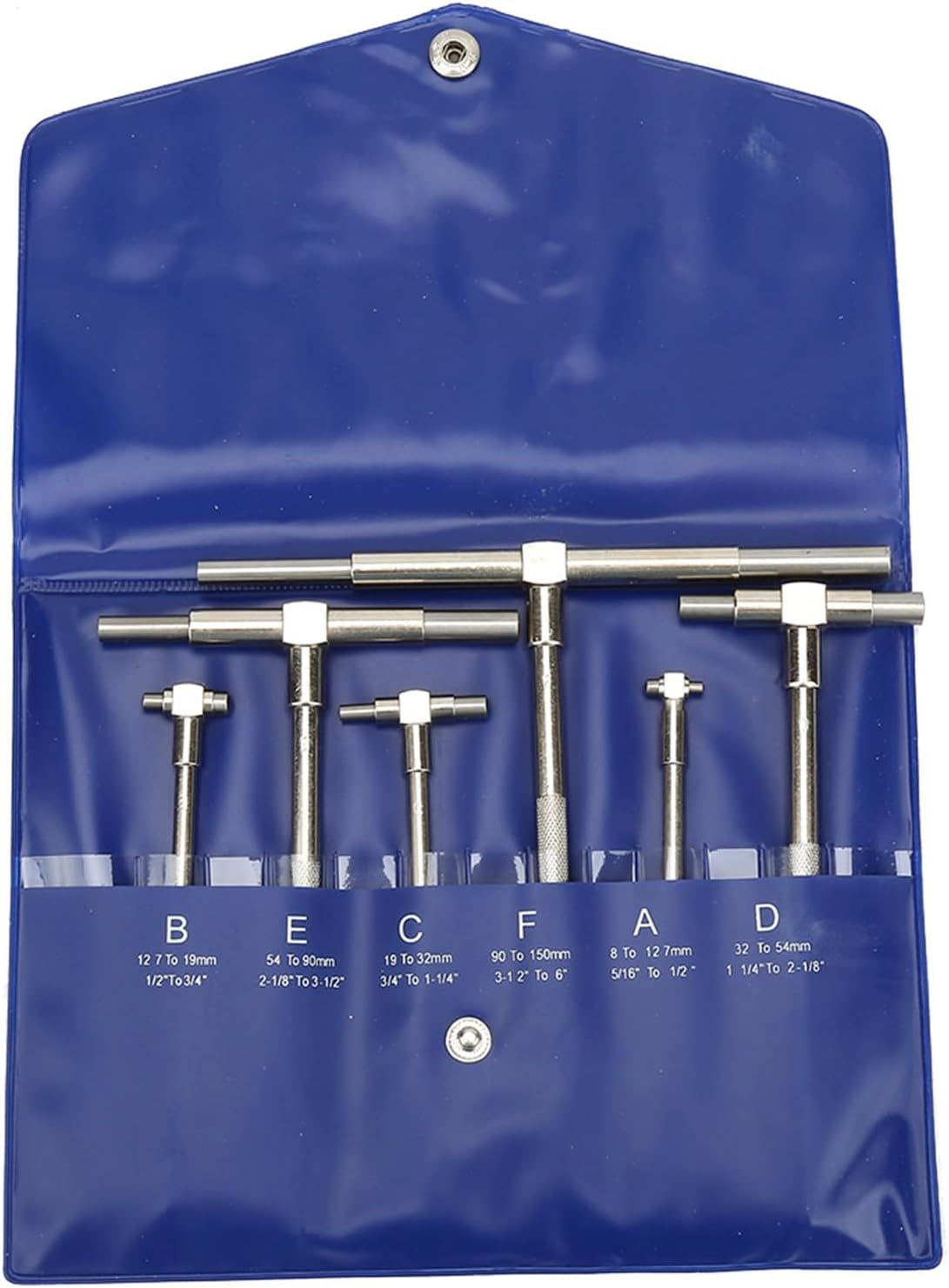 6Pcs/Set Telescopic Gauge Set 8-150mm Adjustable Inner Diameter Gauge T-Bore Hole Gauge Plated Head Telescopic Gauge Micrometer Measuring Tools,Gauges