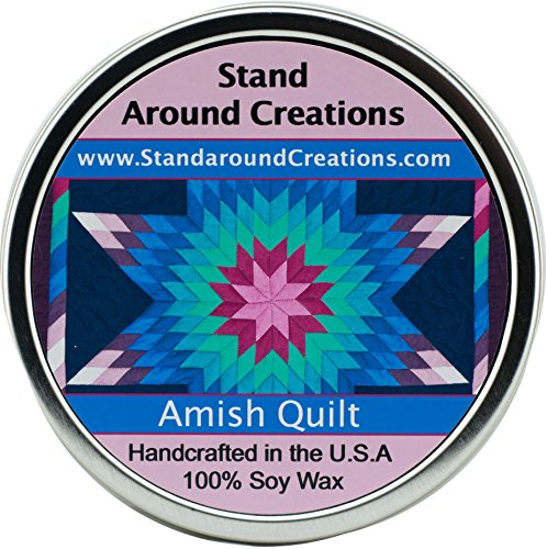 Premium 100% Soy Candle - Scent: Amish Quilt - Spicy, Sweet, and Complex. Vanilla w/Cinnamon, Clove, Allspice w/Sugar. Hints of Nutmeg and Fruits. Multiple Sizes (2 oz.)