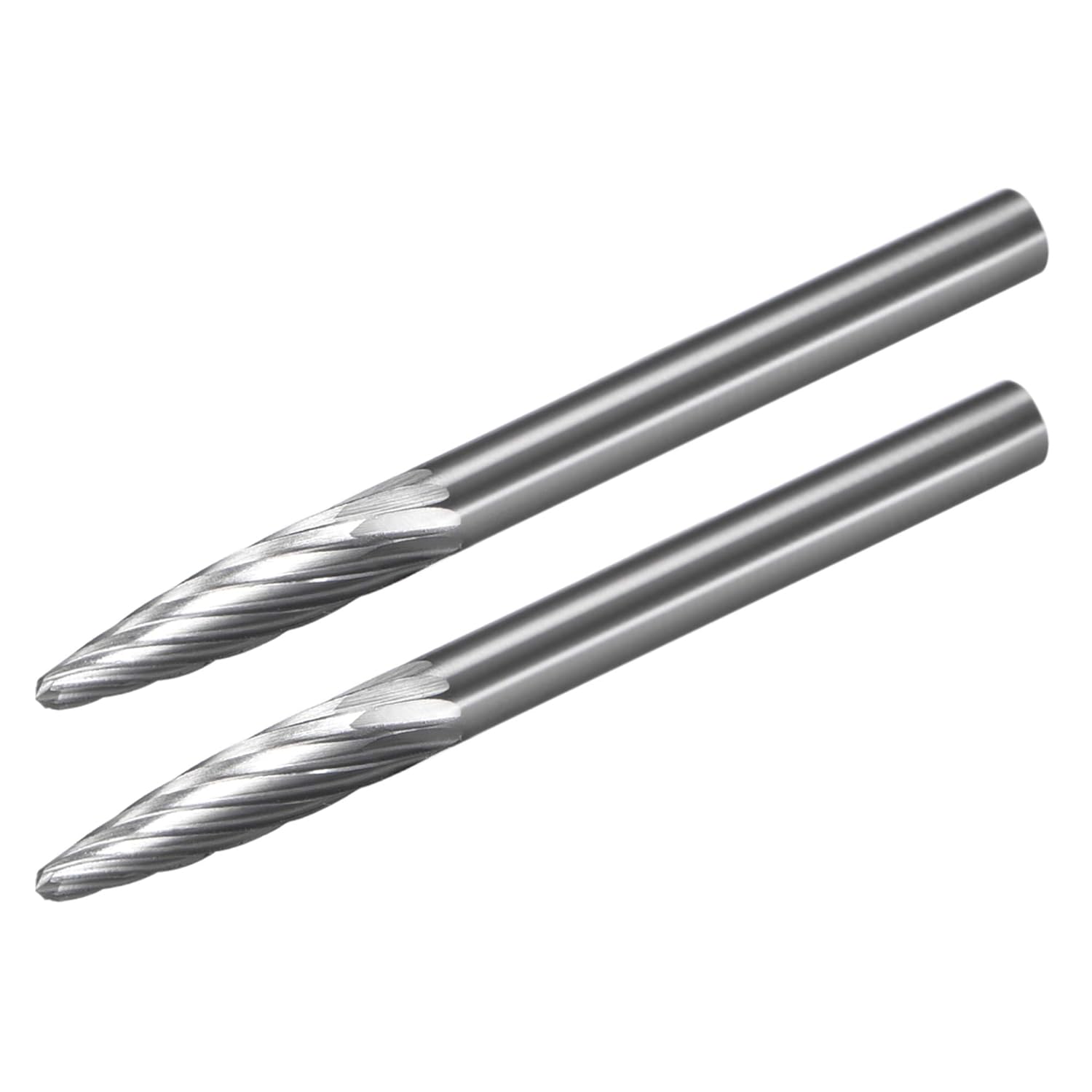 uxcell Tungsten Carbide Rotary Files 1/8" Shank, Single Cut Taper Shape Rotary Tool 3mm Dia, for Die Grinder Drill Bit Alloy Steel Hard Metal Carving Polishing Drilling, 2pcs