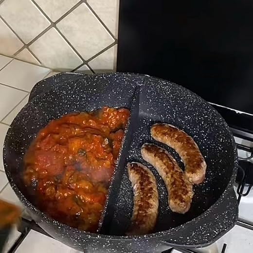 Padella Duo in Pietra lavica, artigianale Made in Italy con rivestimento antiaderente naturale per cottura ottimale antigraffio per gas e forno (32cm)