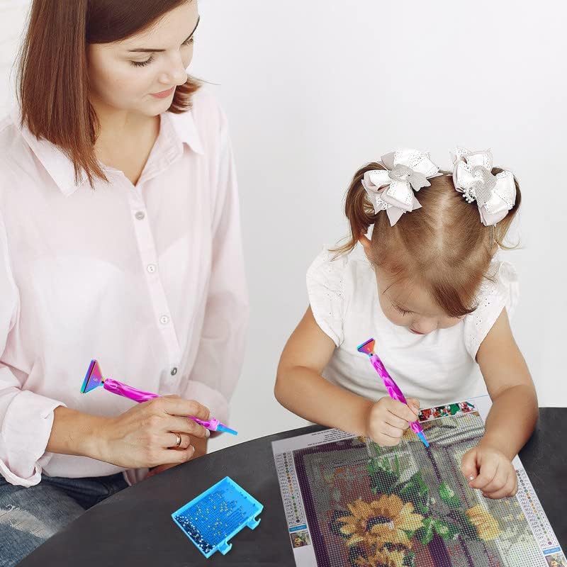 Miniatura 5 de Juego de herramientas de accesorios de bolígrafo de pintura de diamante, 1 bolígrafo de arte de diamante y 12 puntas de rosca de metal colorido,