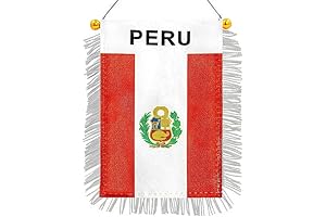 Peru Decorations for Car: Mini Peruvian Flag Banner for Rearview Mirror