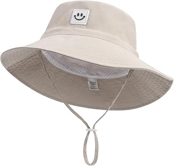 Baby Sun Hat Smile Face UPF 50+ Toddler Bucket Hat for Boys Girls 0-7 Years