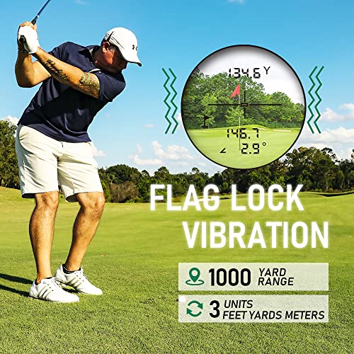 REVASRI Golf Rangefinder with Magnet, Slope Switch for Tournament Legal, Flagpole Lock and Vibration, 1000 Yards Rechargeable Range Finder for Golfing - Thumbnail 2