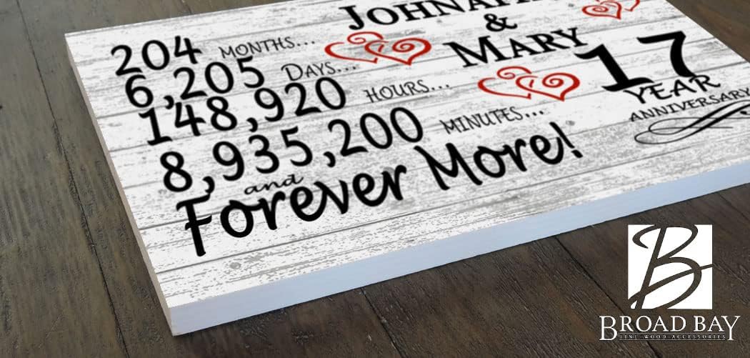 Personalized 17 Year Anniversary Sign Gift 17th Wedding Anniversary Present For Couple Days Minutes Years - Solid Wood - 16.5in x 10.5in x .75in (17 Year)