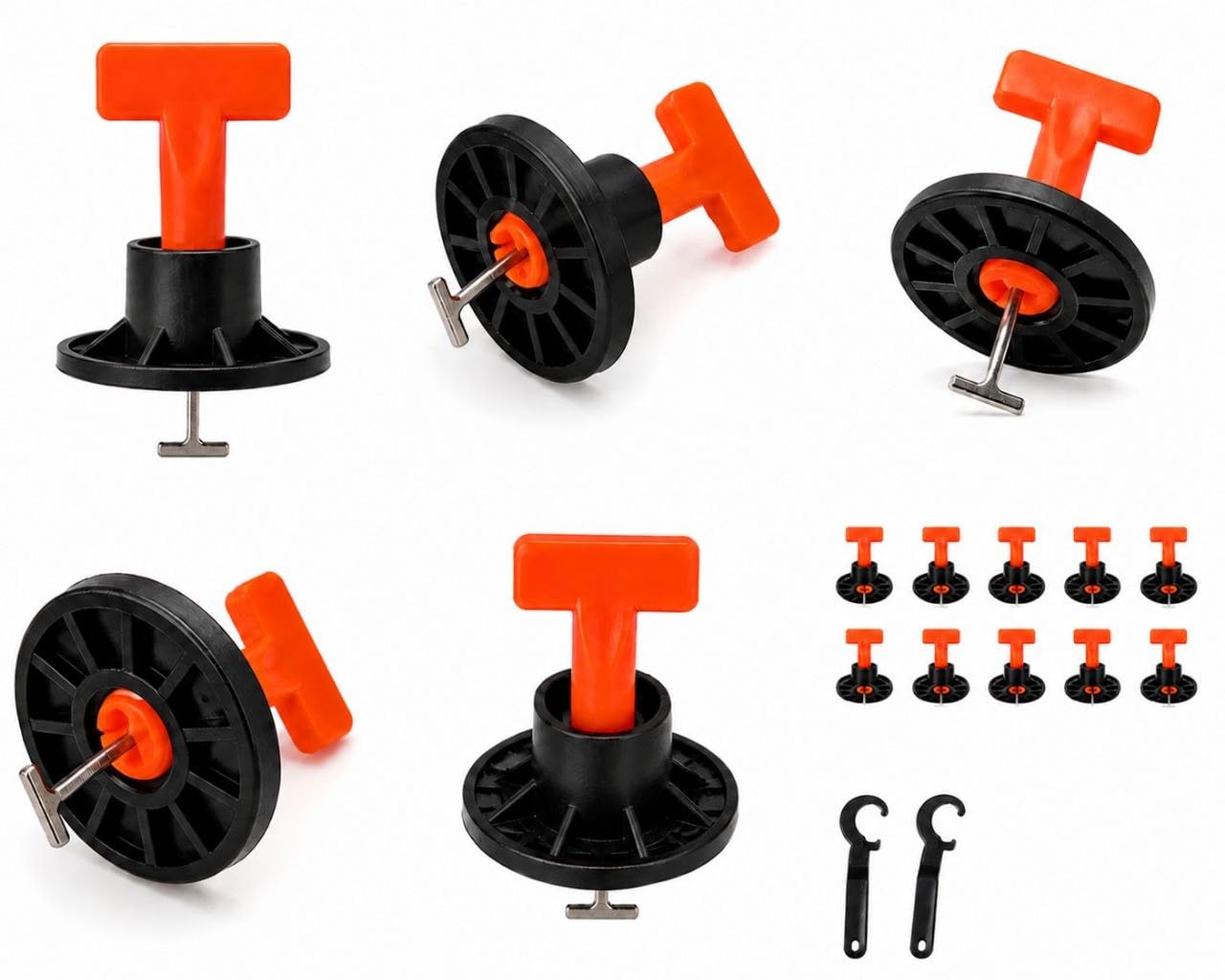 Tile Levelling System Kit – Adjustable 1.5mm–6mm Tile Spacers, 100 Clips & 2 Wrenches for Wall & Floor Tiling, Anti Lippage Professional Tiling Tool