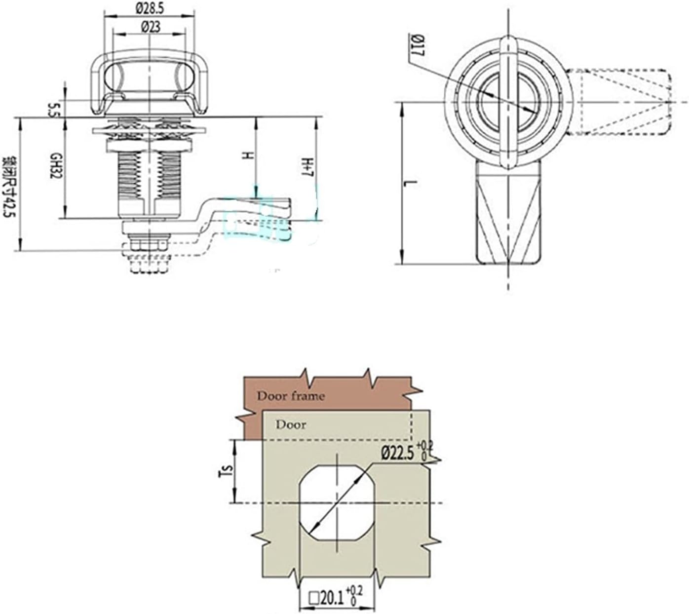 MS816 Handle Compression Lock Tightening Stainless Steel Extended Screw 1Pcs(C6-1530)