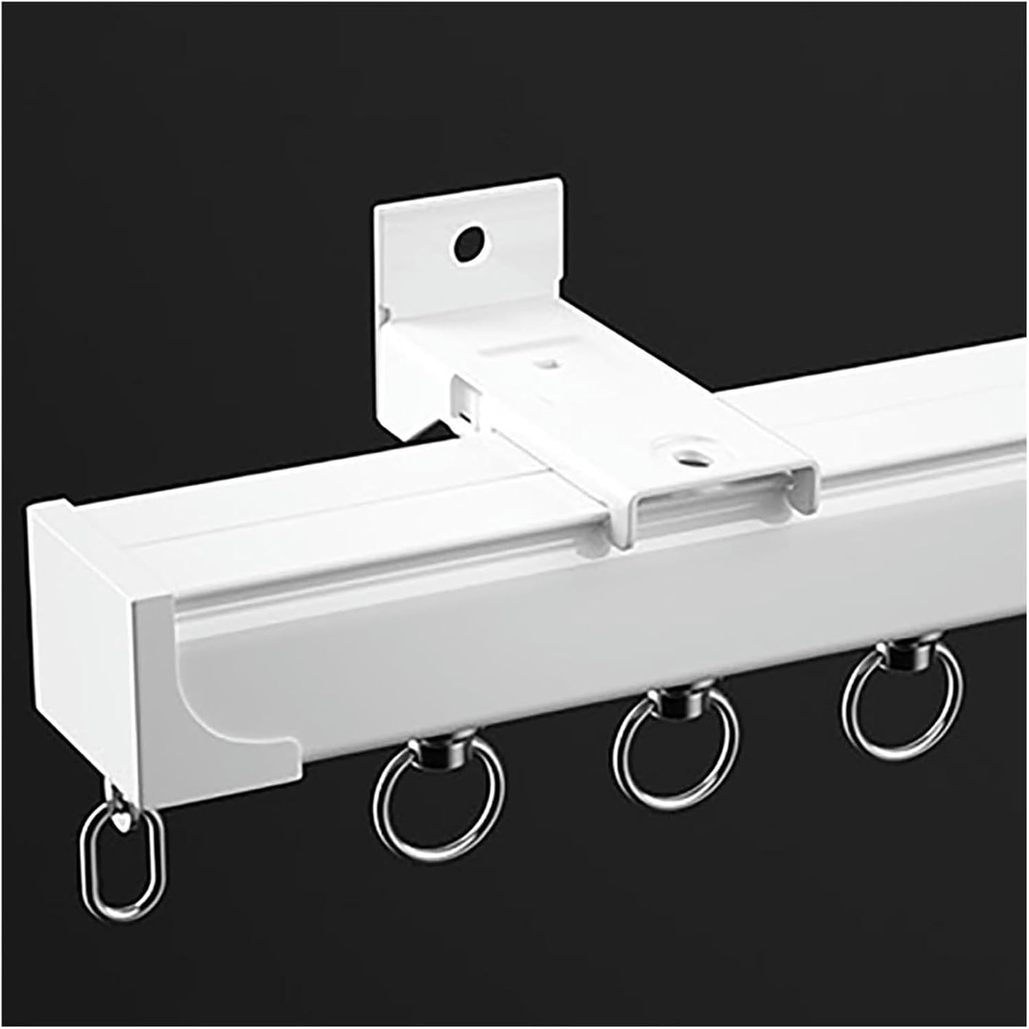 2mm Thick Wall Mount Curtains Rail Track Room Divider Curtain Rod, Metal Straight Heavy Duty Sliding Curtain Track System With Complete Kits, 8 10 12 15 16 20 23 26 29 32 36 39 40 Feet Long