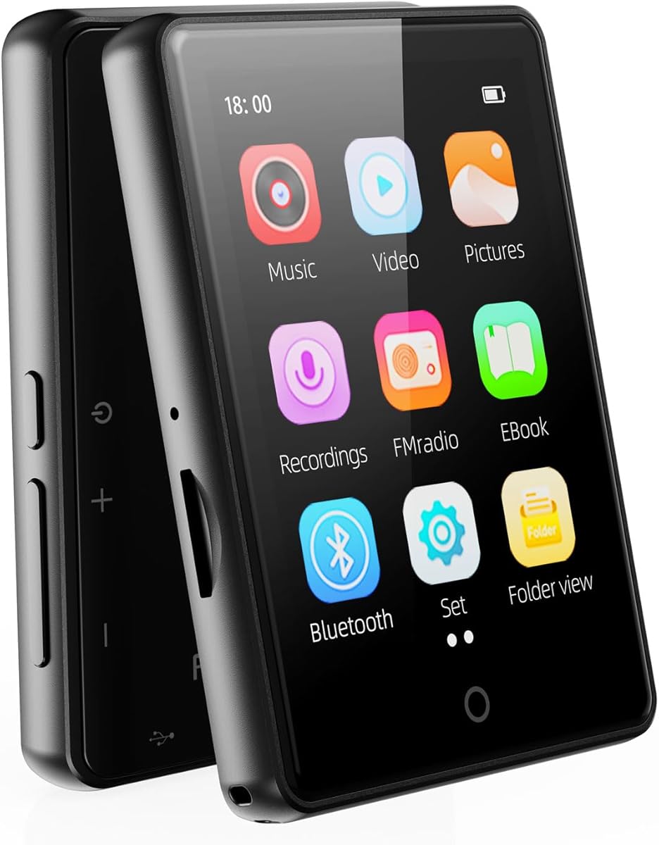 64GB MP3 Player with Bluetooth 5.3,Portable MP3 Player with Speaker for Kids with HiFi Lossless Sound Music,2.8 in Full Touchscreen,FM Radio,Voice Recorder,Supports Up to 128GB TF Card