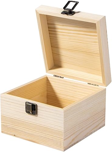 Miniatura 16 de Maleta de madera vintage, 13.8 x 9.8 x 3.9 pulgadas, caja de almacenamiento de madera grande con asa, tapa con bisagras y cierre frontal, cajas de