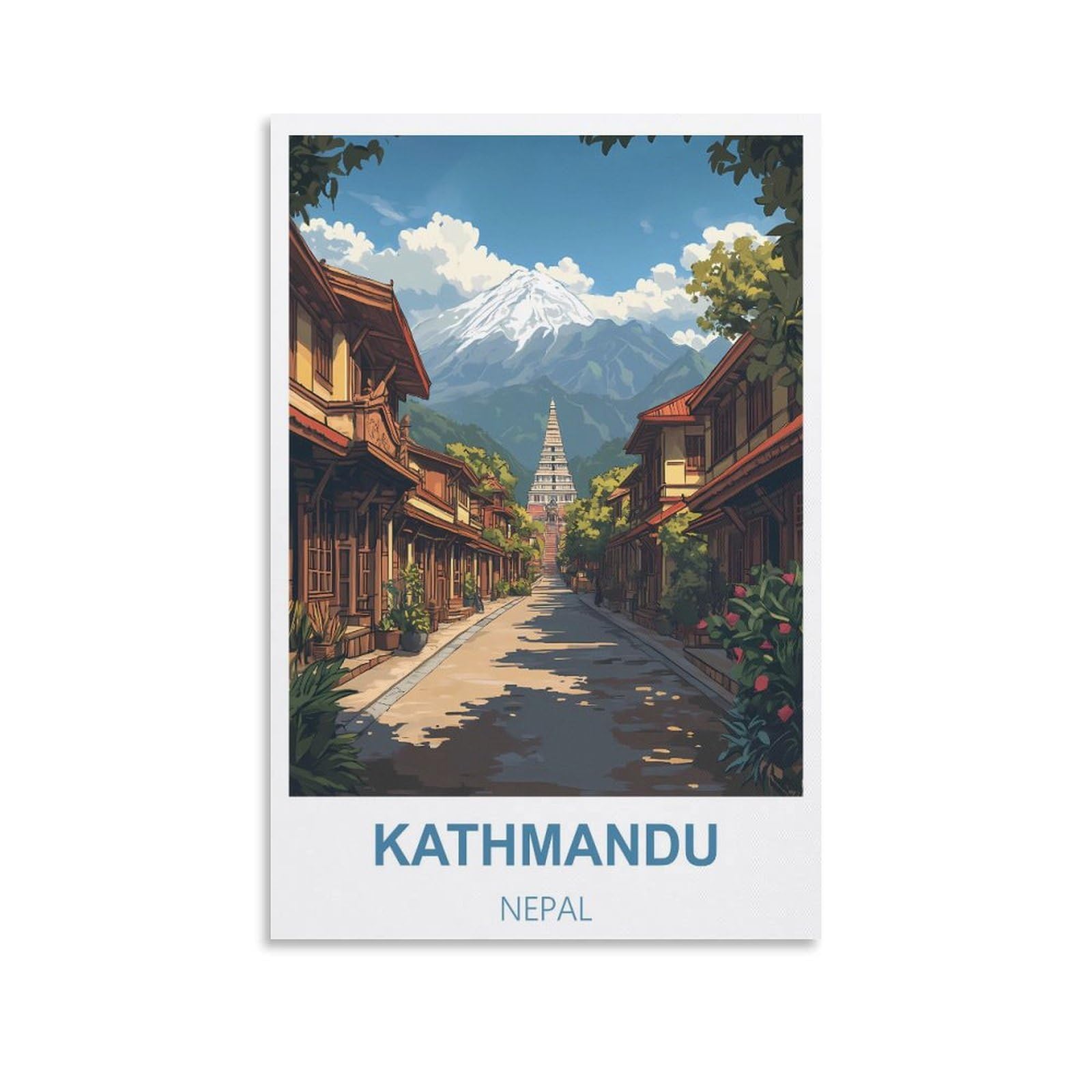 FJIWECWSQ Kathmandu Nepal Vintage Travel Posters 16x24inch(40x60cm) Canvas Wall Art Painting Prints