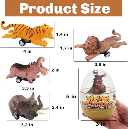 Miniatura 3 de UMEELR 4 huevos jumbo prellenados con autos de animales salvajes, huevos sorpresa y recuerdos de fiesta de Pascua para niños pequeños