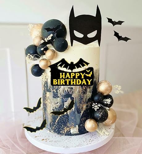 Miniatura 5 de Decoración de pastel de cumpleaños de murciélago de superhéroe, decoración de pastel de cumpleaños para decoración de fiesta de cumpleaños temática