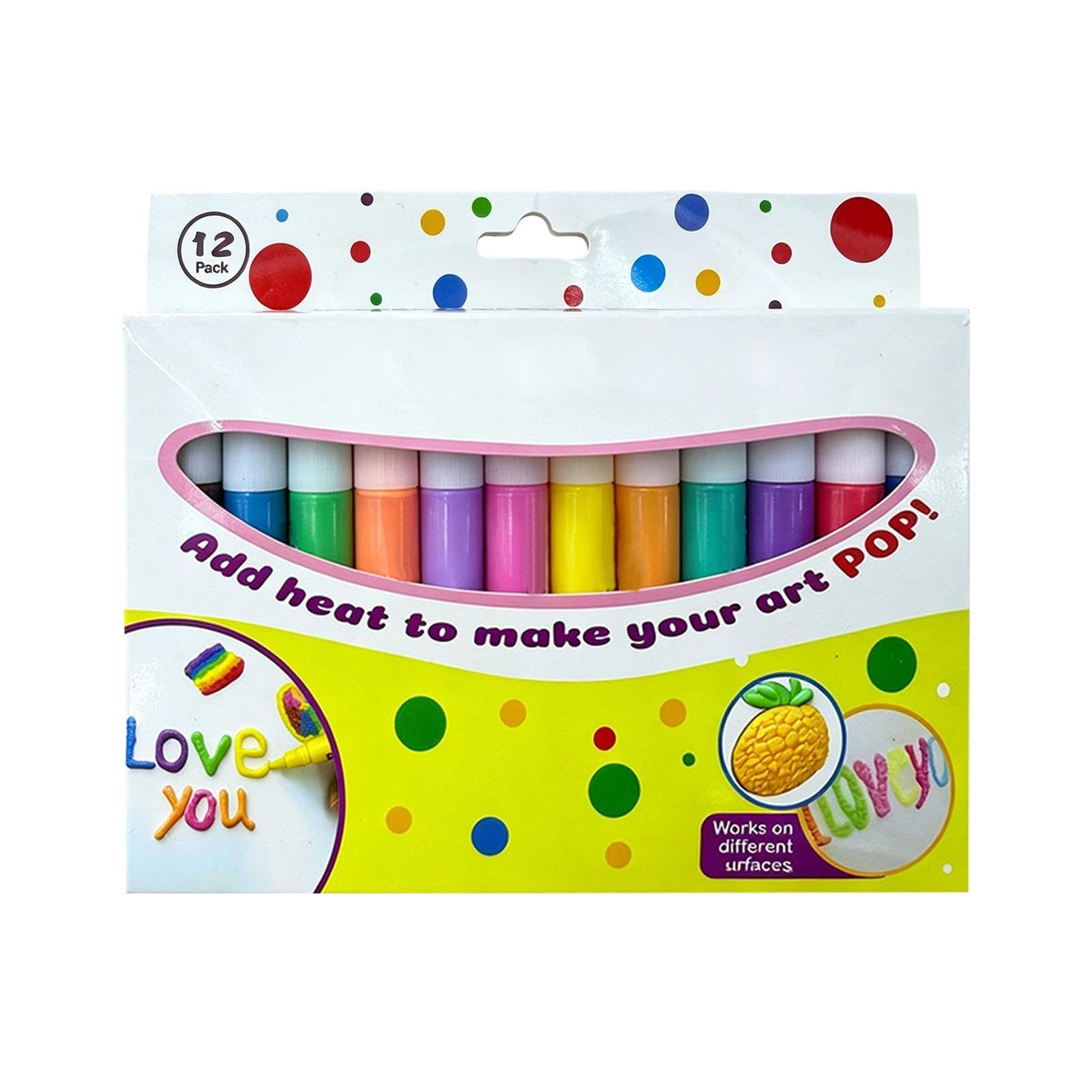 Popcorn Pens, 3D Bubble Drawing Popcorn Pens Puffys Pen, 12 Sticks