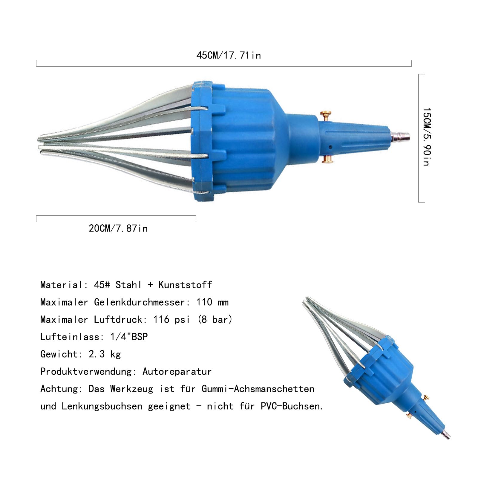 Écarteur de Soufflet de Cardan Pneumatique, 20-120 mm | Joints de Transmission & Arbres de Roue, Outil d'Expansion à Air Comprimé, Soufflet Universel